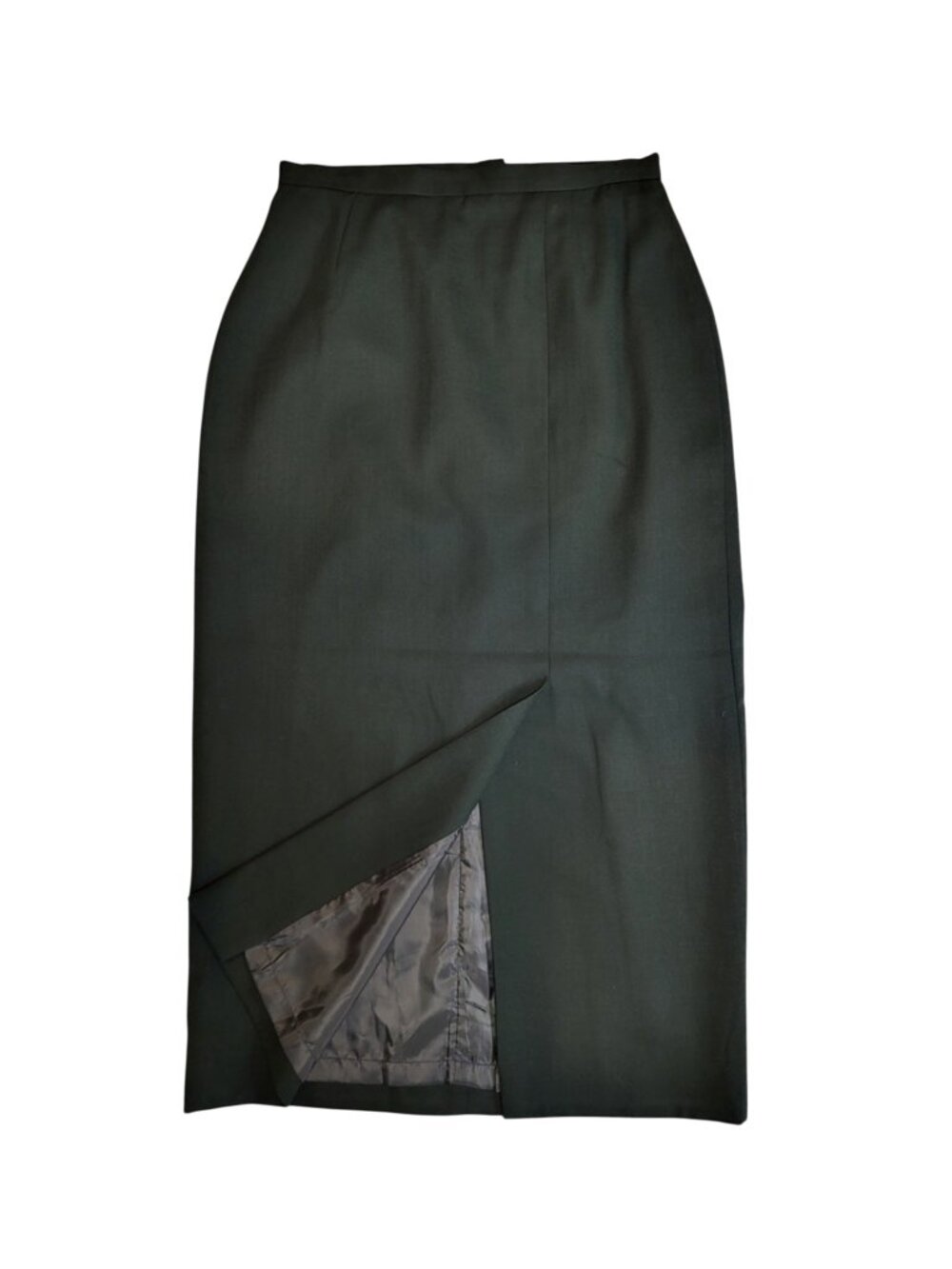 Vintage Petite Sophisticate Forest Green Wool Midi Skirt Size 8 - Picture 2 of 9